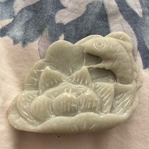 Jade Fish and Lotus Sculpture